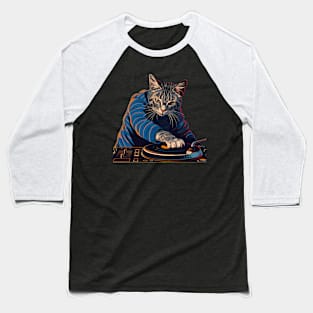 Cat DJ Rhythm Baseball T-Shirt